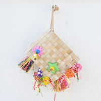 HKM-594323 Natural Palm Leaf Foraging Bag for Parrots - 18 x 30 cm Bird Toy