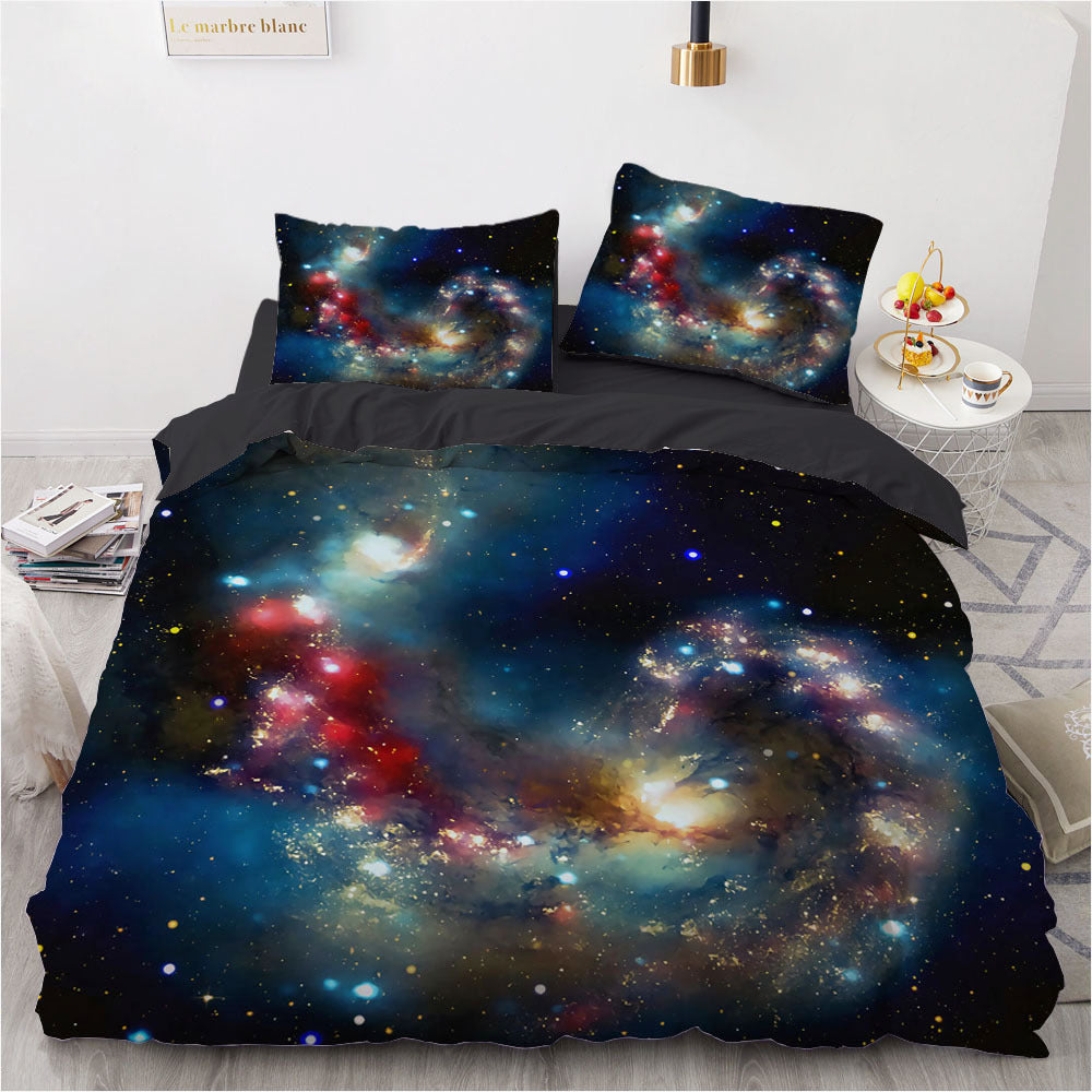 HKM-594387 Digital Bedding and Home Textile 3-Piece Set - Polyester Fabric, White Quilt Cover, Bed Sheet, and Pillowcase
