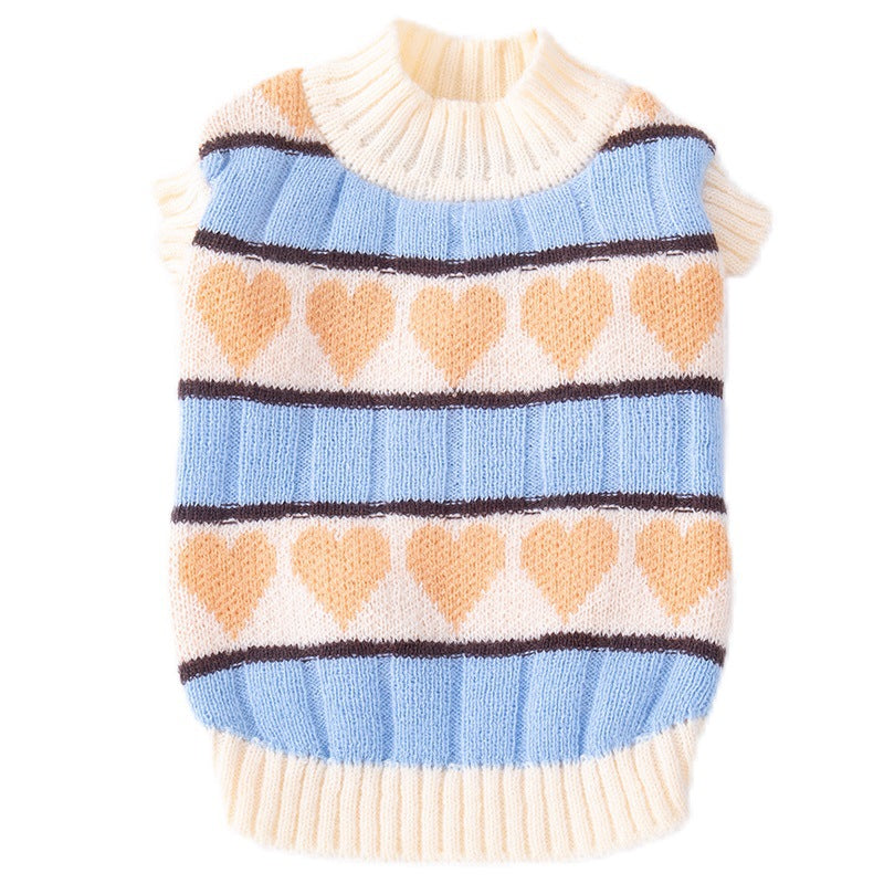 HKM-5945533 Peach Heart Velvet Pet Sweater for Dogs and Cats in Multiple Sizes