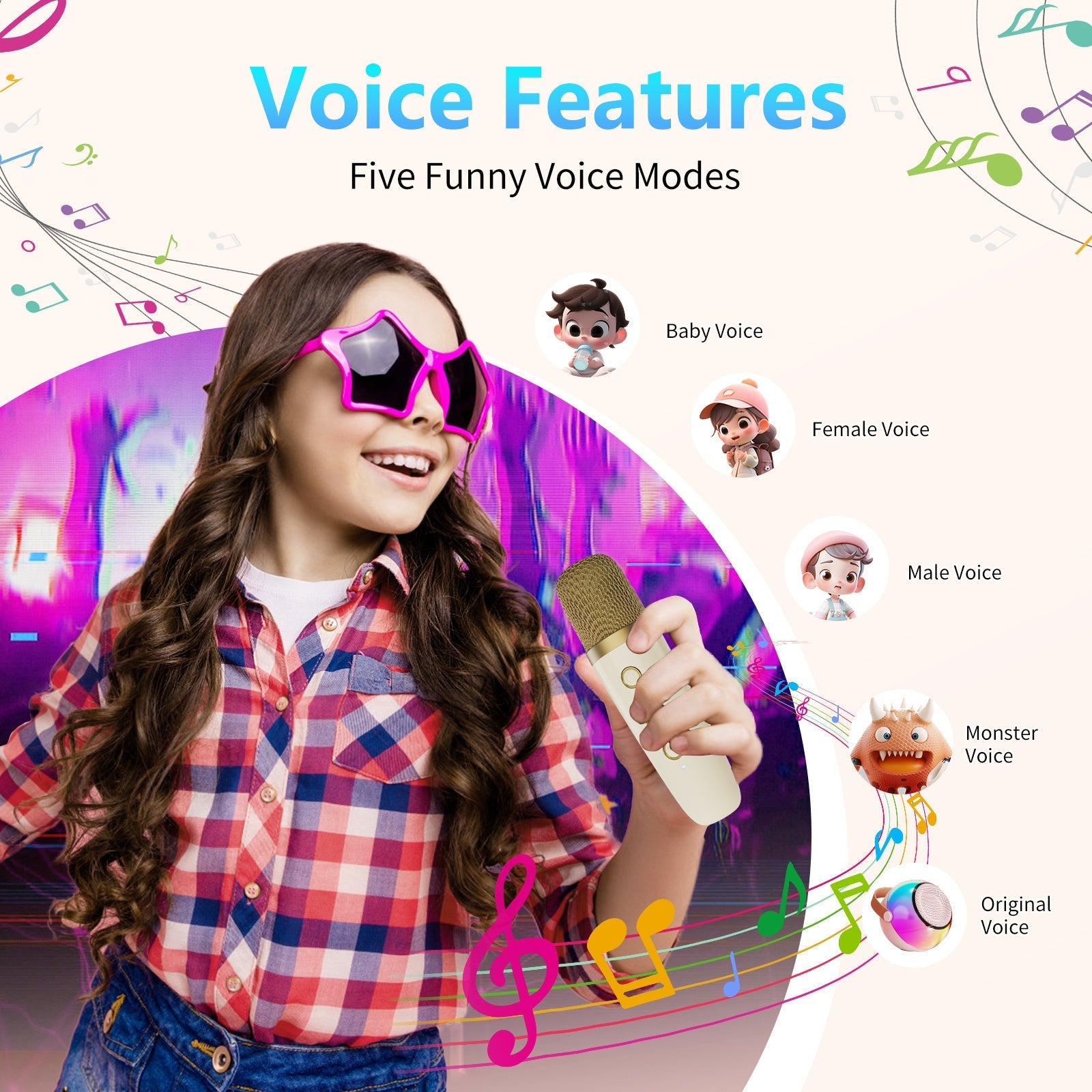 HKM-594579 Mini Karaoke Machine with Colorful Lights and Wireless Microphones for Endless Fun