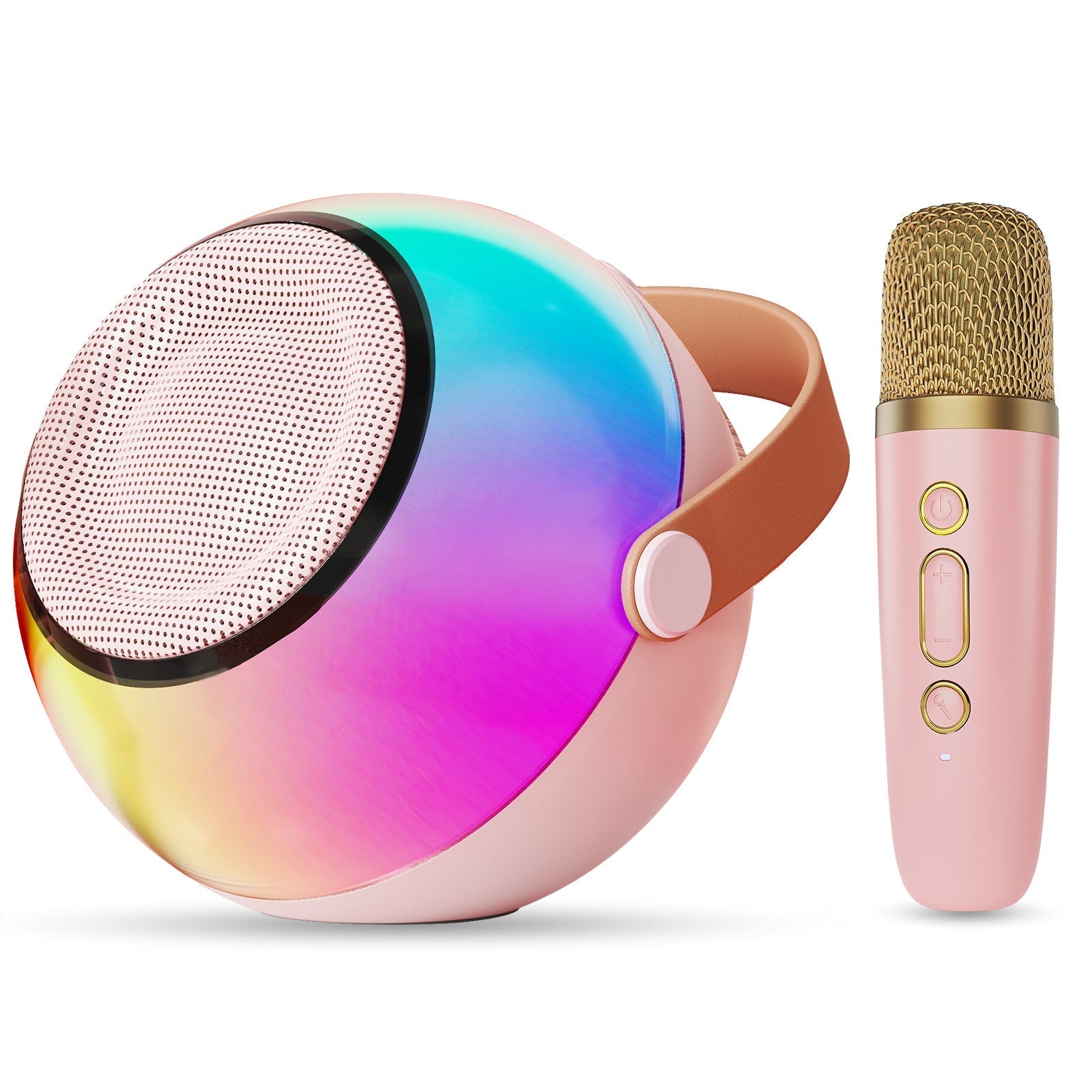 HKM-594579 Mini Karaoke Machine with Colorful Lights and Wireless Microphones for Endless Fun