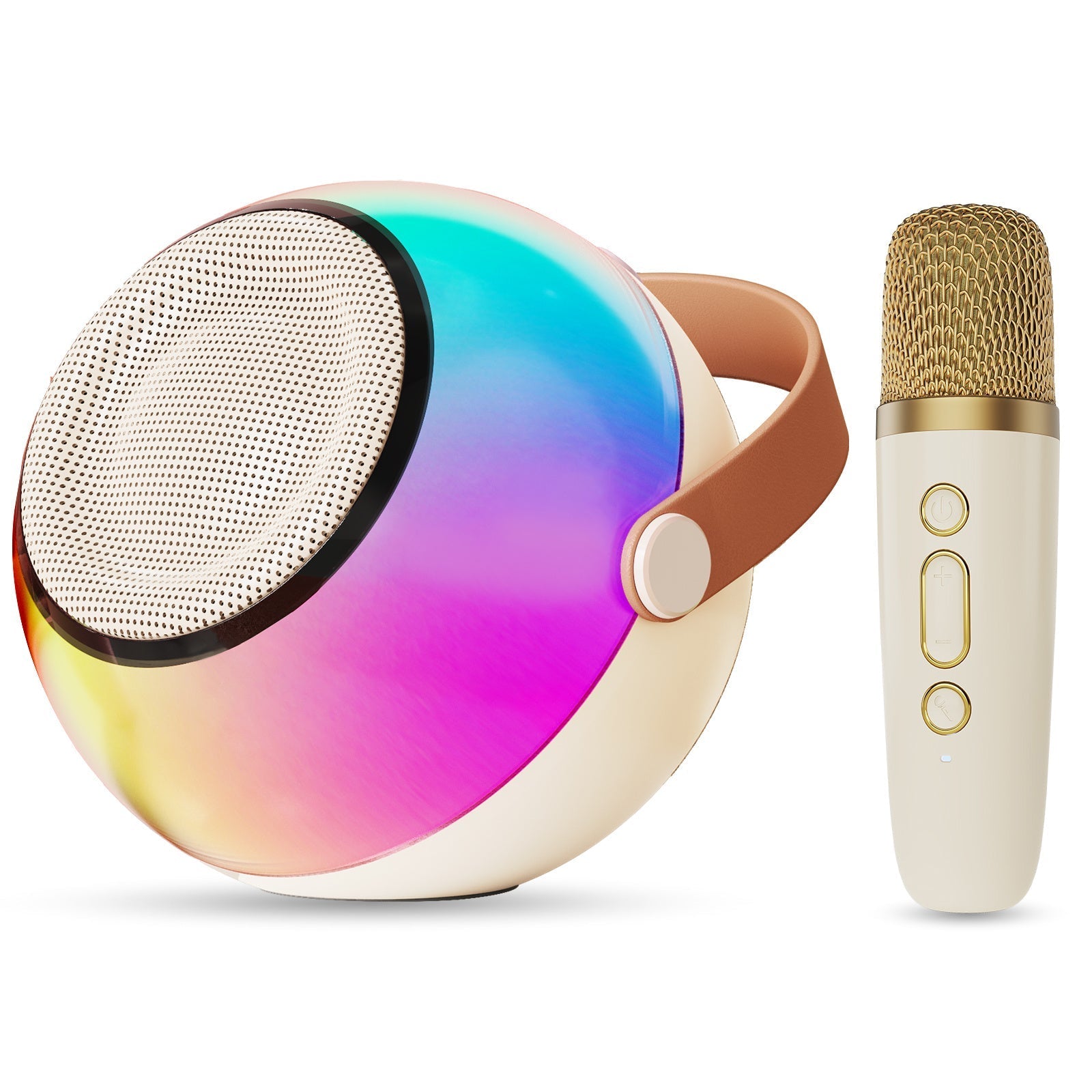 HKM-594579 Mini Karaoke Machine with Colorful Lights and Wireless Microphones for Endless Fun
