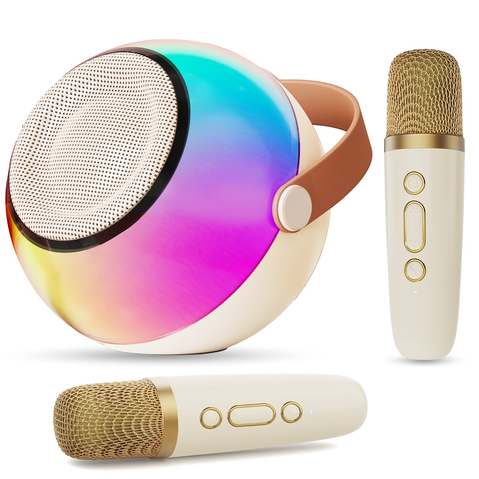 HKM-594579 Mini Karaoke Machine with Colorful Lights and Wireless Microphones for Endless Fun