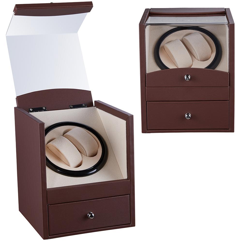 HKM-594579 Wooden Watch Storage Box for Mechanical Timepieces - Black/Brown, 18x18x21 cm