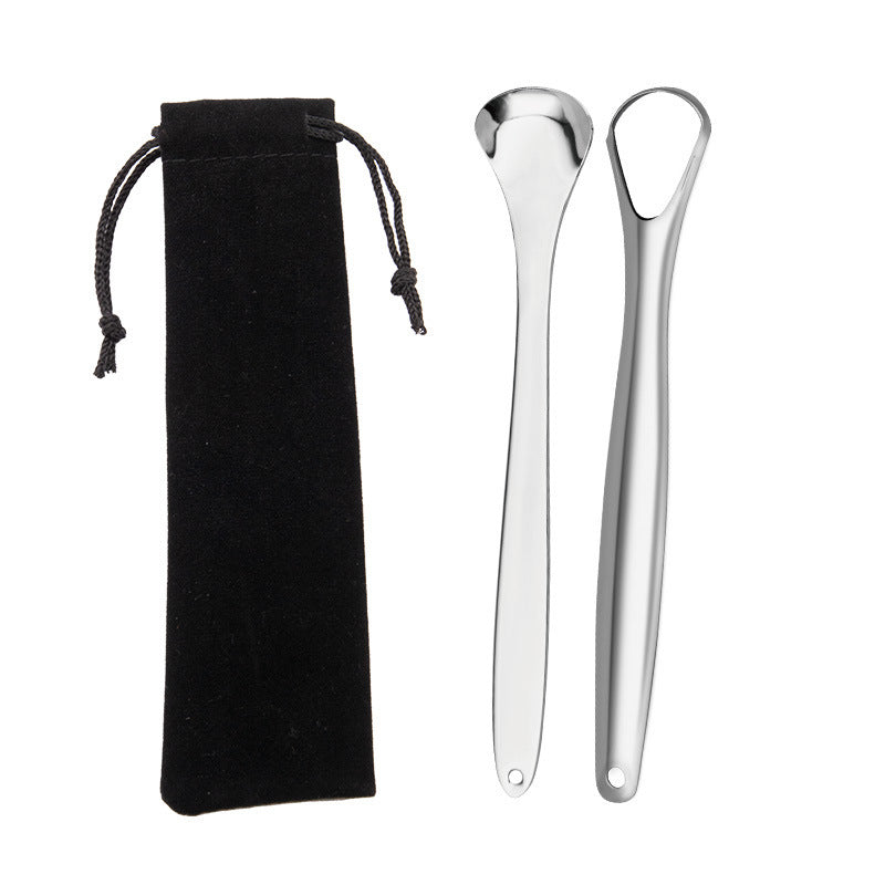 HKM-594643 Rose Gold and Silver Tongue Cleaner - Oral Hygiene Beauty Tool