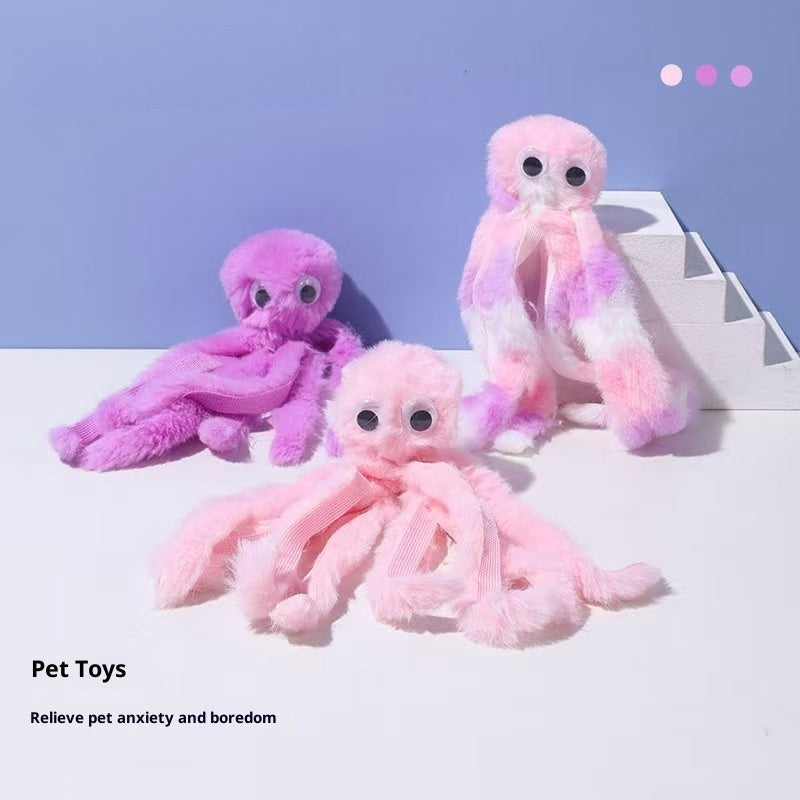 HKM-5947197 Plush Octopus Catnip Toy in Purple, Pink, and Mixed Colors for Cats