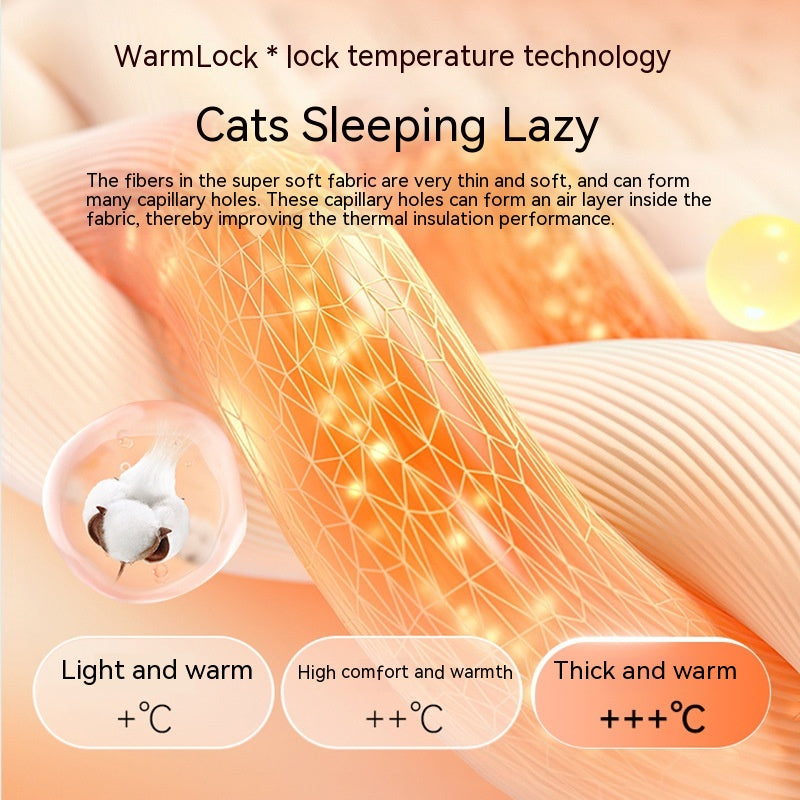 HKM-5947581 Warm Thickened Semi-Enclosed Cat Nest in Lucky Persimmon Color - Available for One to Four Cats