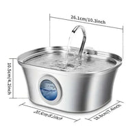 HKM-594835 Stainless Steel Cat Water Fountain with Water Level Window, 3.2L Capacity, Boat-Shaped Design