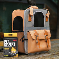 HKM-5949757 Pet Carrier Backpack with Diaper and Vest Traction Options - Oxford Cloth, Green/Blue/Orange, 32x22x42cm