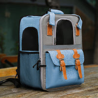 HKM-5949757 Pet Carrier Backpack with Diaper and Vest Traction Options - Oxford Cloth, Green/Blue/Orange, 32x22x42cm