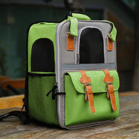HKM-5949757 Pet Carrier Backpack with Diaper and Vest Traction Options - Oxford Cloth, Green/Blue/Orange, 32x22x42cm