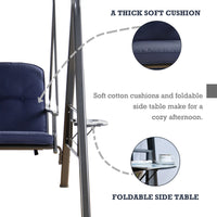 HKM-595091 Modern Hanging Swing Chair with Cushion and Iron Stand for Outdoor Spaces