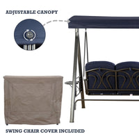 HKM-595091 Modern Hanging Swing Chair with Cushion and Iron Stand for Outdoor Spaces