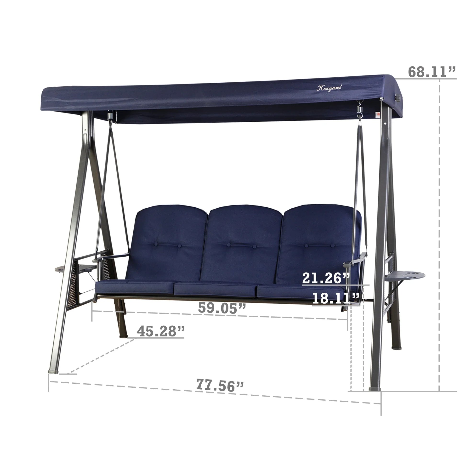 HKM-595091 Modern Hanging Swing Chair with Cushion and Iron Stand for Outdoor Spaces