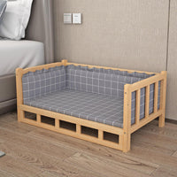 HKM-5951933 Stylish Wooden Dog Bed with Soft Cotton Cushion in Multiple Colors