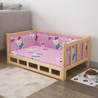 HKM-5951933 Stylish Wooden Dog Bed with Soft Cotton Cushion in Multiple Colors
