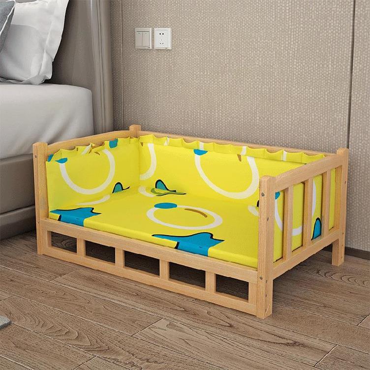 HKM-5951933 Stylish Wooden Dog Bed with Soft Cotton Cushion in Multiple Colors
