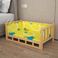 HKM-5951933 Stylish Wooden Dog Bed with Soft Cotton Cushion in Multiple Colors