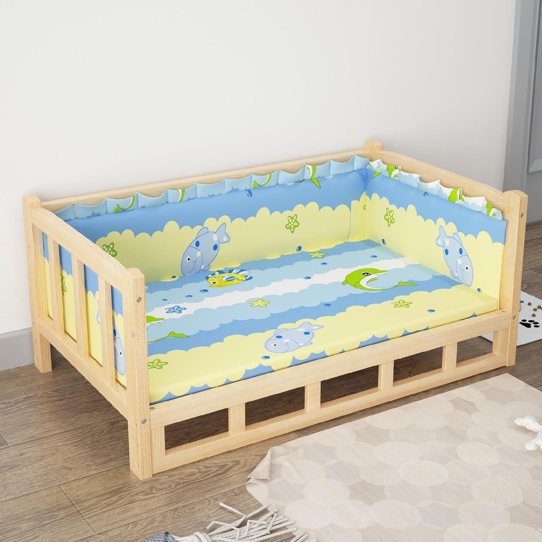 HKM-5951933 Stylish Wooden Dog Bed with Soft Cotton Cushion in Multiple Colors