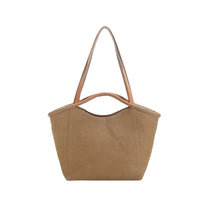 HKM-595283 Large Capacity Retro Canvas Shoulder Bag with Genuine Leather Accents