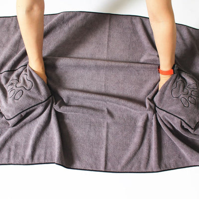 HKM-5952957 Absorbent Microfiber Pet Towel - Soft Cartoon Design, 50x100cm, Gray