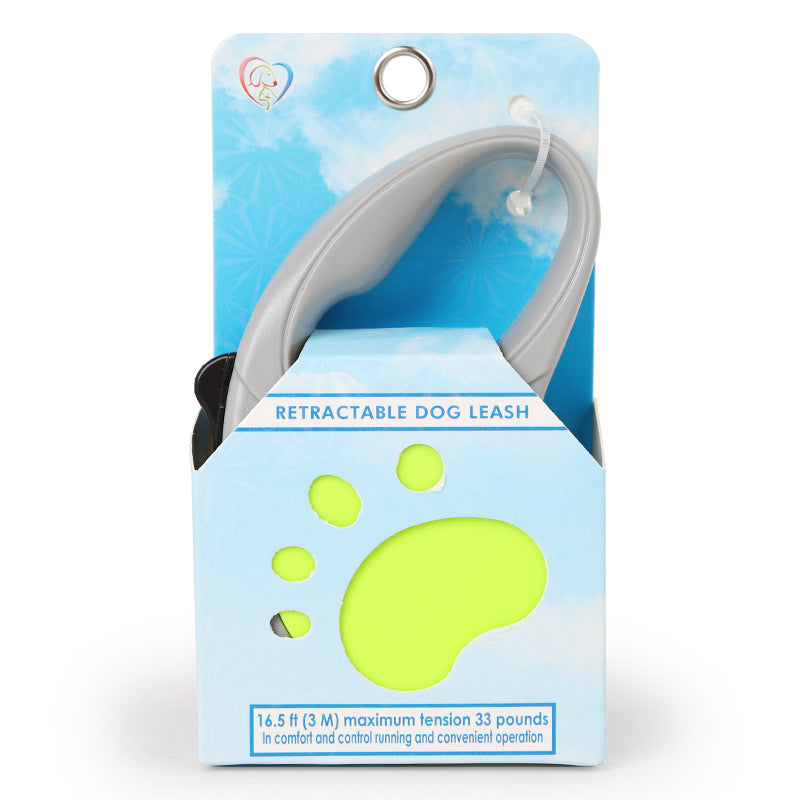 HKM-5953085 Telescopic Pet Leash - Two Color Options in Blue, Pink, and Fluorescent Green, 3m & 5m Lengths