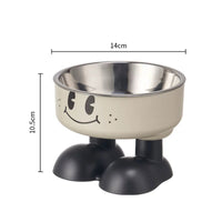 HKM-5953469 Anti-Tumble Cat Bowl with Neck Protection - Stainless Steel High Platform and Popcorn Design Options
