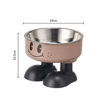 HKM-5953469 Anti-Tumble Cat Bowl with Neck Protection - Stainless Steel High Platform and Popcorn Design Options