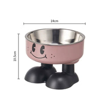 HKM-5953469 Anti-Tumble Cat Bowl with Neck Protection - Stainless Steel High Platform and Popcorn Design Options