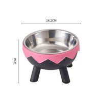 HKM-5953469 Anti-Tumble Cat Bowl with Neck Protection - Stainless Steel High Platform and Popcorn Design Options