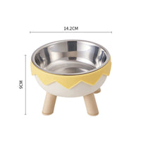 HKM-5953469 Anti-Tumble Cat Bowl with Neck Protection - Stainless Steel High Platform and Popcorn Design Options