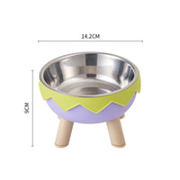 HKM-5953469 Anti-Tumble Cat Bowl with Neck Protection - Stainless Steel High Platform and Popcorn Design Options
