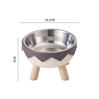 HKM-5953469 Anti-Tumble Cat Bowl with Neck Protection - Stainless Steel High Platform and Popcorn Design Options