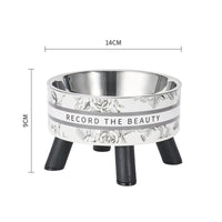 HKM-5953469 Anti-Tumble Cat Bowl with Neck Protection - Stainless Steel High Platform and Popcorn Design Options