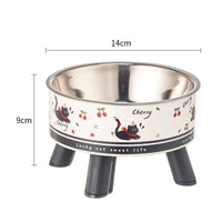 HKM-5953469 Anti-Tumble Cat Bowl with Neck Protection - Stainless Steel High Platform and Popcorn Design Options