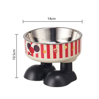 HKM-5953469 Anti-Tumble Cat Bowl with Neck Protection - Stainless Steel High Platform and Popcorn Design Options