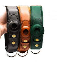 HKM-5955261 Genuine Leather Monochrome Green Pet Collar for Dogs ¨C All Seasons, Multiple Sizes Available