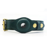 HKM-5955261 Genuine Leather Monochrome Green Pet Collar for Dogs ¨C All Seasons, Multiple Sizes Available