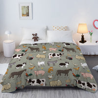 HKM-595539 Cozy Soft Flannel Velvet Animal Blanket - Perfect for Couch, Bed, Travel - Multiple Sizes Available