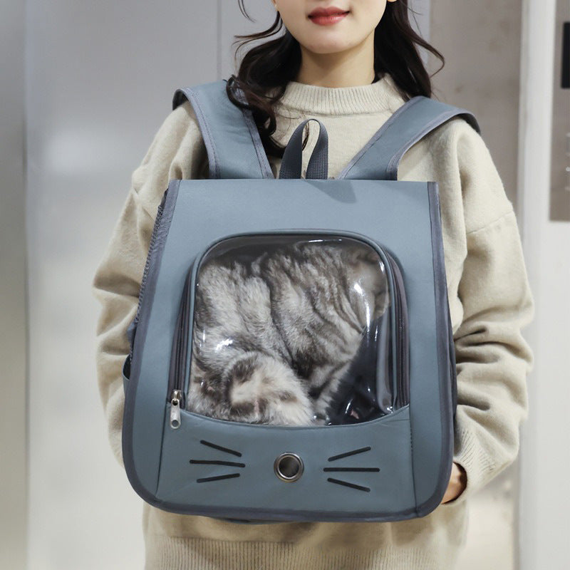 HKM-5955517 Breathable Oxford Fabric Cat Carrier Backpack for Dogs and Cats - Portable Transport Bag