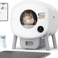 HKM-595667 Extra Large Self-Cleaning Cat Litter Box with Smart App Control and Odor-Free Design for Multiple Cats - 76L Capacity