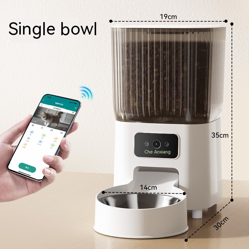 HKM-5957053 Smart Automatic Pet Feeder with WiFi Video Monitoring and Interactive Voice Control for Cats and Dogs