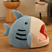 HKM-5957309 Cozy Shark-Shaped Pet Nest in Crystal Velvet for Winter Warmth