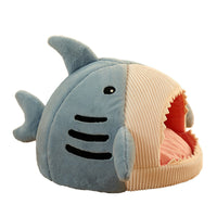 HKM-5957309 Cozy Shark-Shaped Pet Nest in Crystal Velvet for Winter Warmth
