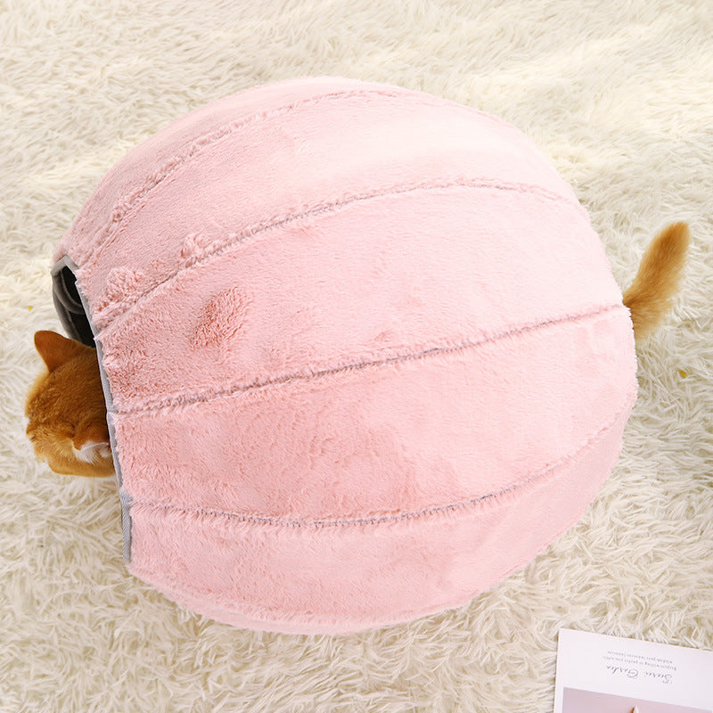 HKM-5958333 Winter Cat Bed Mat - Closed Deep Sleep Design, Universal Size 72x50x7cm, Plush Felt Material, 800g