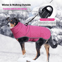 HKM-5958845 Lightweight Cold-Proof Cotton-Padded Dog Clothes in Rose Red and Dark Blue for Medium to XXL Sizes