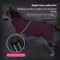HKM-5958845 Lightweight Cold-Proof Cotton-Padded Dog Clothes in Rose Red and Dark Blue for Medium to XXL Sizes