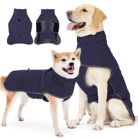 HKM-5958845 Lightweight Cold-Proof Cotton-Padded Dog Clothes in Rose Red and Dark Blue for Medium to XXL Sizes