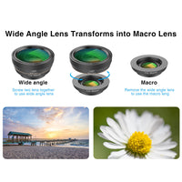 HKM-595923 6 in 1 Universal Mobile Phone Camera Lens Kit with Fisheye, Wide Angle, Macro, Telephoto, CPL, and Star Filter