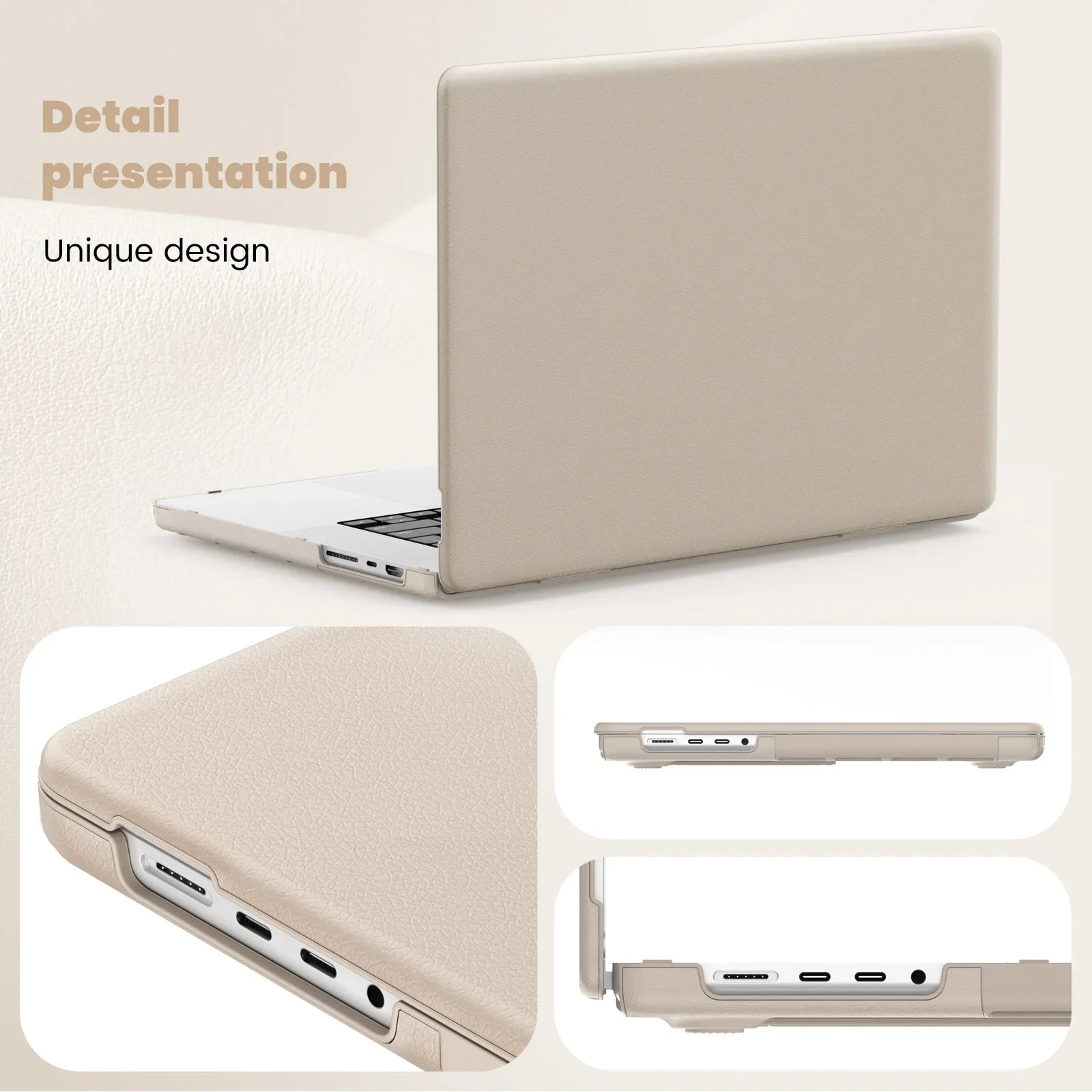 HKM-595923 Black, Gray, Pink, Gold PU Laptop Kickstand Cover for MacBook Air 13 (2018/2020) Model A2337 M1, A2179, A1932